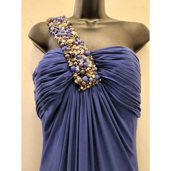 Mignon one shoulder stretchy blue gown 12 - Picture 2 of 3